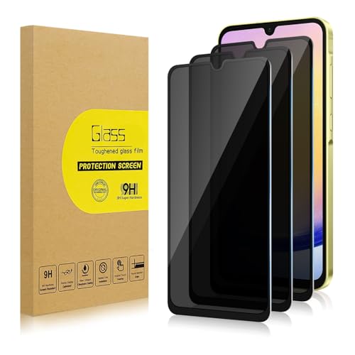 Lokyoo 3 Pack Privacy Screen Protector for Samsung Galaxy A25 5G[Anti-Spy Tempered Glass], Ultra HD, Anti-Scratch, Bubble-Free, Easy Install 9H Protective Glass for Galaxy A25 5G