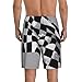 GangHao Black White Race Checkered Flag Printed Mens Casual Shorts,Summer Fashion Shorts with Pockets for Men,Elastic Waist, X-Large