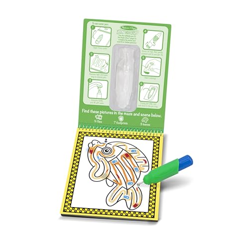 Melissa & Doug On The Go Water Wow! Pet Mazes Activity Pad (Reusable Water-Reveal Coloring Book, Refillable Water Pen), 4, Multicolor