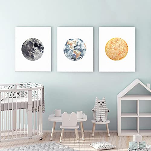 Affiche Planète Terre Lune Soleil poster mural scandinave deco salon 50x70cm