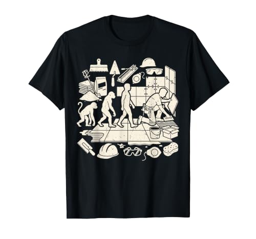 Tile Installer Evolution Funny Flooring Contratista Trabajo Camiseta