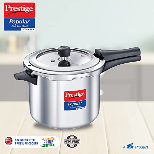 Prestige Popular Svachh Spillage Control Stainless Steel Pressure Cooker, 5 L (Silver)