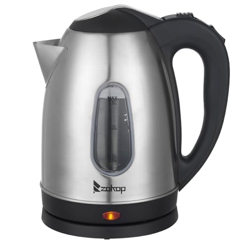 Electric Kettle, 1.5 Liter Stainless Steel Tea Kettle Electric & Hot Water Kettle, 1200W Fast Boil with Water Window&LED Light, Auto Shut-Off and Boil-Dry Protection