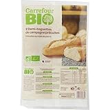 CARREFOUR BIO – Demi-Baguettes Précuites au Goût Authentique, Croûte Dorée et Mie Moelleuse (2x125g) - lot de 4 - Vendu par Lot