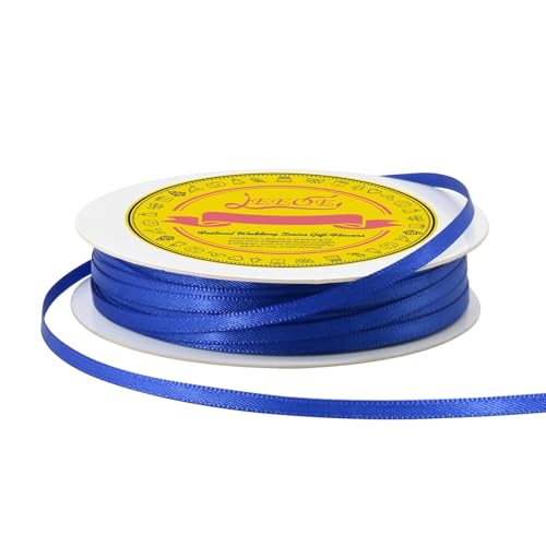 Image of Double Face Cobalt Blue Satin Thin Ribbon 1 /8 inch X 50 Yards Polyester Cobalt Blue Ribbon for Gift Wrapping Very Suitable for Weddings Party Hair Bow Invitation Decorations and More