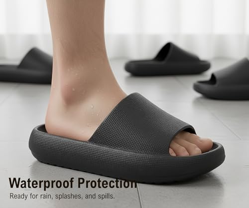 Image of Kraasa Cloudfoam Pillow Slippers for Men Non Slip Quick Drying Shower Slides Bathroom Sandals | Ultra Cushion | Thick Sole