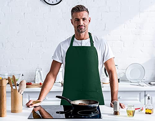 Utopia Kitchen Adjustable Bib Apron (10-Pack) Water Oil Resistant Chef Cooking Kitchen Mens Womens Waitress Server Work Aprons With Pockets (Green) #TOP5