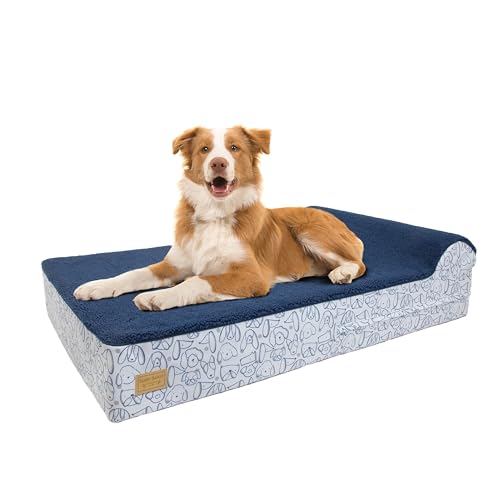 Harry Barker Premium Waterproof Orthopedic Pet Bed, 11" Thick, Three Layers of Foam, Waterproof Liner, Removable Washable Cover, Bolster Pillow, Warranty Guaranteed