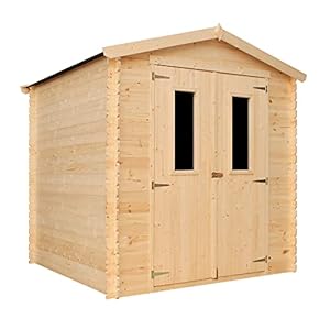 Tuinhuis van hout met behandelde vloer – buitenopslag I216 x 206 x 218 cm / 3,53 m² kleine gereedschapsschuur – fietsruimte – waterdicht dak, TIMBELA ramen M343C + M343G