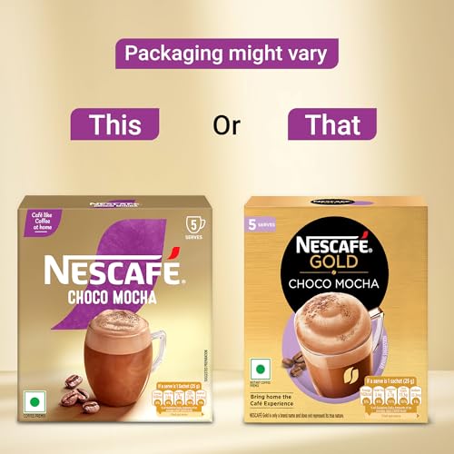 Image of Nescafe Choco Mocha | Cafe-like Coffee At Home |Coffee Premix | Just Add Hot Water | 125 G (5 Sachets x 25 G). (Pack of 3)