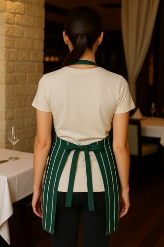 Image of 100% Cotton Cooking kitchen Apron for Women and Men chef apron With adjustable neckstrap and ties with center pocket with strong and durable cotton apron