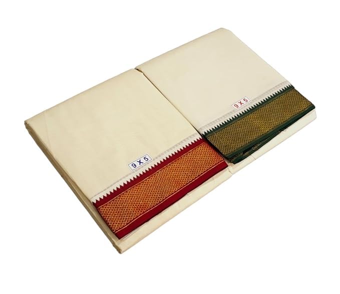 Pure Cotton Korvai 10 MailKan Panjakacham with Angavasthram (9×5 dhoti + Towel)-picture-21