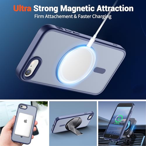 Image of SUPFINE Magnetic for iPhone SE Case 2022 (3rd) /2020 (2nd), iPhone 8 Case (Compatible with MagSafe) (Military Grade Drop Protection) Slim Translucent Matte Phone Case,Lavender Gray