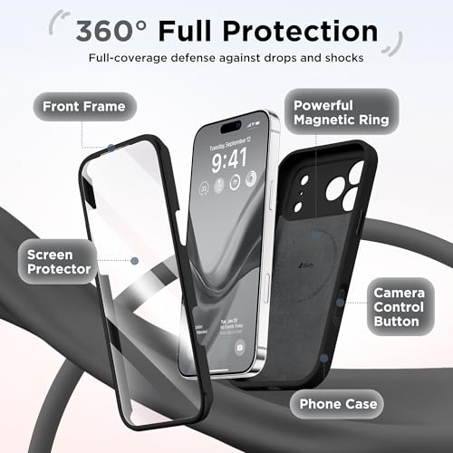 Coque iPhone 17 Pro Max BERFY avec MagSafe silicone noir protection intégrale