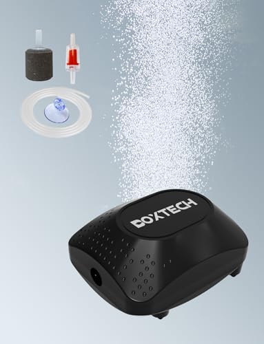 Boxtech Mini Aquarium Luftpumpe für Tank - Sauerstoffbelüfter Pumpe Bubbler Kit mit Luftstein,1.5 Watts
