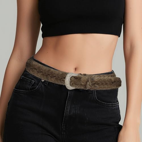 Faux Fur Belt Leather Cowgirl Leopard Western Waist Belt Women Fashion Accessory for Dresses and Pants2