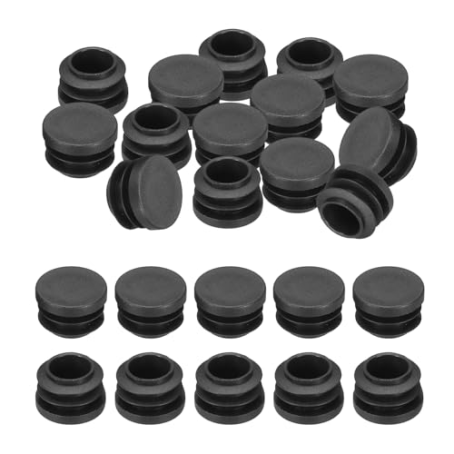 Image of PATIKIL 3 /4 inch Plastic Tubing End Caps, 24Pcs Round Hole Plug Insert for Round Iron Pipe Chair Leg Table Bookshelves Patio Furniture, Black