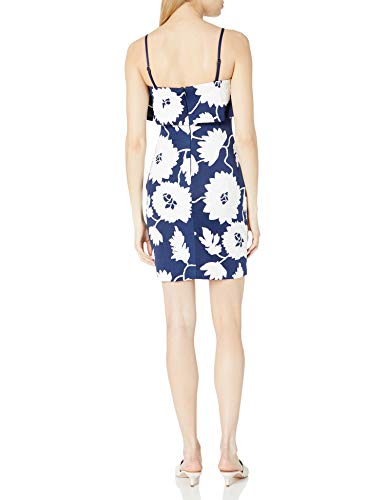 Image of GUESS Women's Navy and White Puffed Printed Scuba Dress