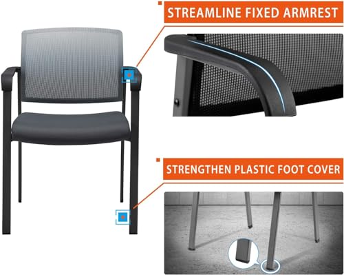 Clatina Mesh Back Stacking Arm Chairs, Office Reception Guest Chair thumb #3