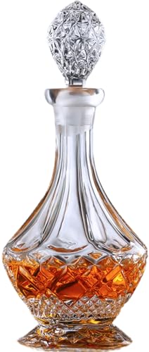 niubpulse ウイスキーデカンタ ガラス クリスタル ボトル ヴィンテージ風 大容量おしゃれ ウィスキー ブランデー に 蓋付き100%鉛フリー ワインディスペンサー ウイスキーウォッカ スコッチ バーボン ブランデー ワイン カクテルなど適用 (8