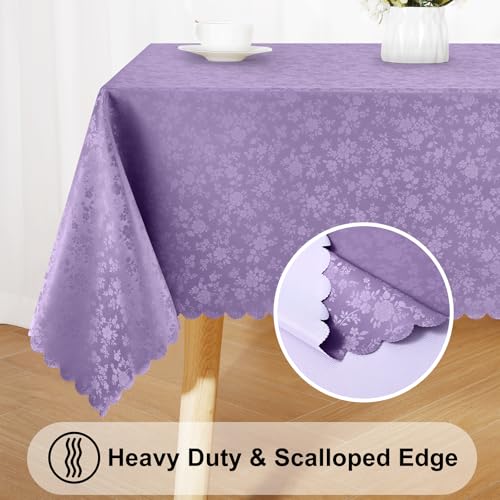 Image of Smiry Rectangle Table Cloth, Waterproof Heavy Duty Vinyl Tablecloths, Wipeable Washable Table Cover for Kitchen and Dining Room (Purple, 52 inch X 70 inch)