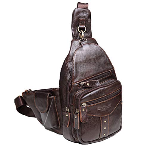 Sac à dos à bandoulière en cuir pour homme multifonction voyage et école
