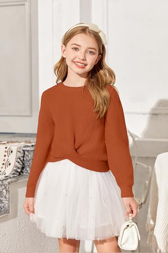 Image of Arshiner Girl's Sweaters Kids Twist Front Cute Pullover Knitted Jumper Fall Winter Clothes