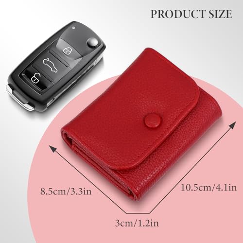 Small Wallets for Women, Ladies PU Leather Accordion Wallet, Mini Card Holder Compact Purse with Coin Pocket (Red)2