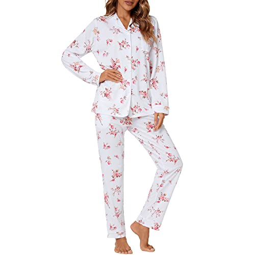 Image of Tugege Pajamas Set Long Sleeve Sleepwear Womens Button Down Nightwear Pj Sets