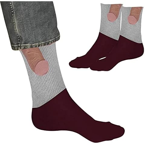 Lifemaison 1Pair Fun Men Women Casual Socks Funny Novelty Joke Spoof Pattern Cosplay Stockings Cotton Middle High Socks 3D Cartoon Unisex Sports Socks Cover