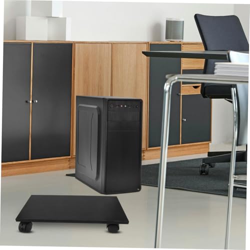 Soporte para torre de computadora LALAFINA con ruedas, soporte móvil para CPU bajo el escritorio, compatible con gabinetes de torre, diseño negro miniatura 4