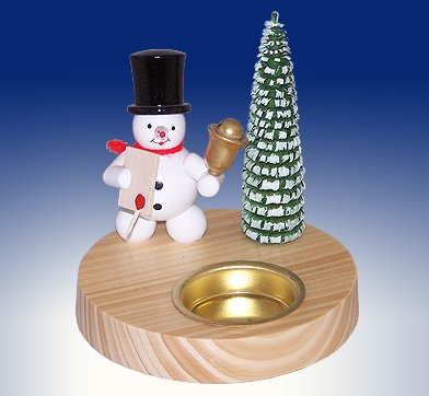 Rudolphs Schatzkiste Tealight Owner Snow Man as Crier Candle Candelabrums Candle Holder 10cm ore Mountains New