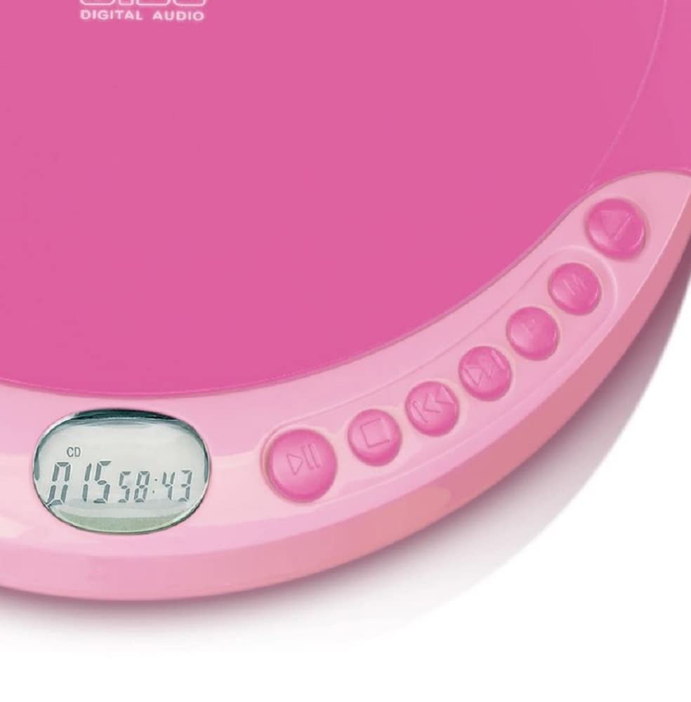 Lenco CD-011 Tragbarer CD-Player Walkman - Diskman - CD Walkman - Pink & Philips Audio SHB3075RD/00 On-Ear Kinderkopfhörer pink/lila