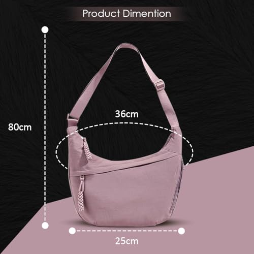 Image of Lyrovo Travel Crossbody Crescent Bags for Women Over Shoulder Purse with Zipper Half Moon Sling Bag & Waist Bag Unisex Chest Bag