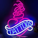 Moodlion Tattoo Neon Sign For Wall Decor Studio Room Led Lights, Pink Tattoo Decor Neon Signs Aesthetic Operated Light For Door Decorations, Room Accessories Neon Sign