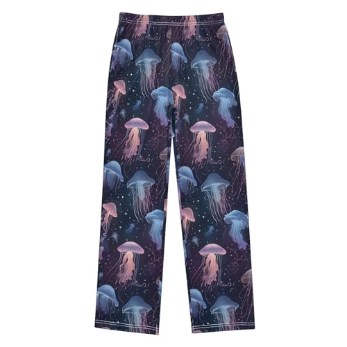 ALAZA Beautiful Jellyfish Blue Pajama Lounge Pants Long Sleep Pajama Bottoms with Pockets