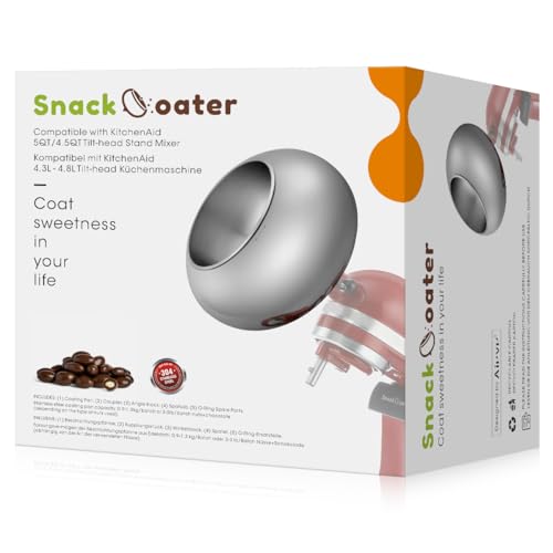 Aieve Snack Coater Compatible with KitchenAid Tilt-Head Stand Mixer for Making Chocolate Covered Almonds, Pistachio, Peanut, Freeze Dried Strawberry, Raisin, Macadamia Nuts and Blueberry