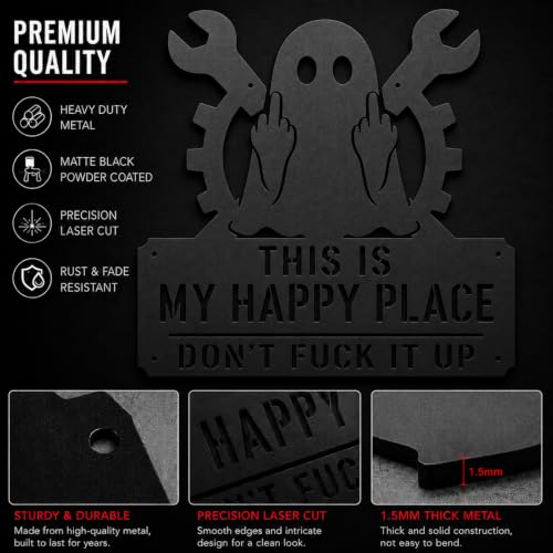 12In Happy Place Ghost Metal Sign, This Is My Happy Place Don't F It Up - image 3
