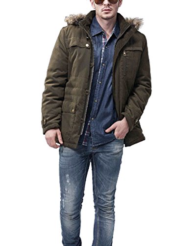 Cappotto con cappuccio Kasen Uomo Cappotto Parka Imbottito con Cappuccio Giacca Lunga Invernale Cappotti Esercito Verde XL