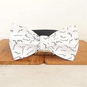 YINGNBH Lijn Hondenhalsband en riem Set met vlinderdas Mooi Wit Met Zwarte Lijn Metalen Gesp Grote en Kleine Hond…