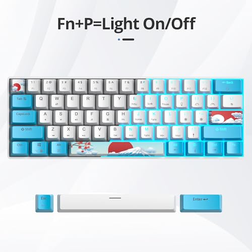 Image of 60 Percent Gaming Keyboard 61 Keys Wired Mechanical Keyboard Ultra Compact Key Board Red Switch LED Backlit for Windows Laptop Gamer(61Sea)