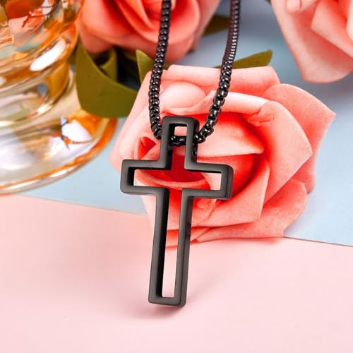 Wolentty Couple Cross Necklace Stainless Steel Religious Matching Necklaces for Men Women Gift4