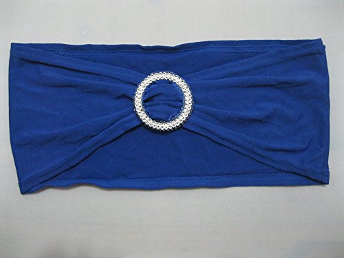 Sheyang Spandex Chair Sashes Bows 50Pcs Spandex Chair Sashes Bows Elastic Chair Bands With Buckle Slider Sashes Bows For Wedding Decorations Without White Covers(50Pcs, Royal Blue) #TOP2