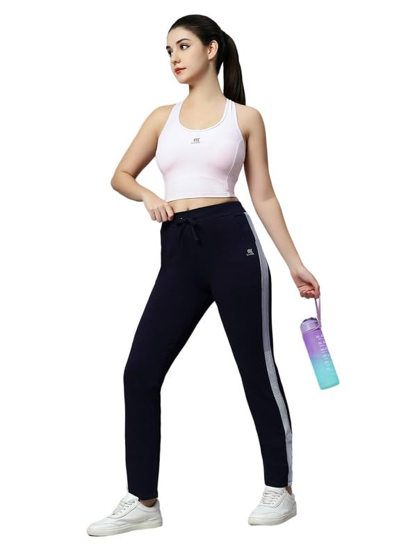 Image of Women's Cotton Regular Fit Mid-Rise Solid Black Track Pant with Stretchable,Two Side Pockets