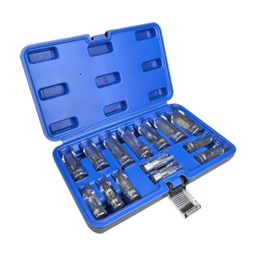 MagiDeal 14 Pieces Oxygens Sensors Socket Set Removal Tools Oil Pressure Sensors Wrench 8-22mm Nut Sockets for Car Maintenance