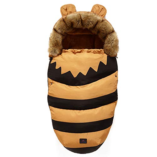 Drizzle Couvertures Emmaillotage Flanelle Extérieure Extérieure Anti-Coup de Couchage Sac de Couchage Imperméable Chaud Pour Infantile Nouveau-Né Garçons Filles 0-36 Mois Bébé Couette (Bee)