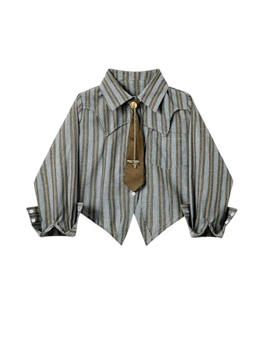 SOLY HUX Women's Striped Print Button Down College Shirts Long Sleeve Tie Blouse Tops Preppy Clothes