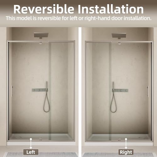 Image of Royal Guard 56-60 inch W x 71 inch H Pivot Swing Glass Shower Door,Brush Nickel