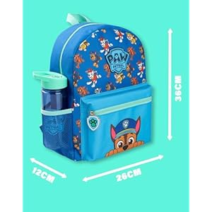 Paw Patrol Boys Backpack Set | Kids 4 Piece Blue & Green Rucksack Bundle with School Bag, Pencil Case, Lunch Bag & Water Bottle | Chase Dog Crew Graphic Complete Matching Set | Back to School Gifts Paw Patrol Boys Backpack Set Kids 4 Piece Blue Green Rucksack Bundle with School Bag Pencil Case Lunch Bag Water Bottle Chase Dog Crew Graphic Complete Matching Set Back to School Gifts