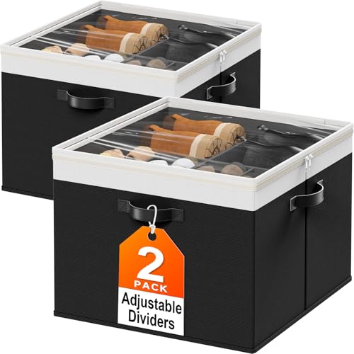 StoreHappily Shoe Organizer for Closet - 2 Packs Hold up to 32 Pairs, Black